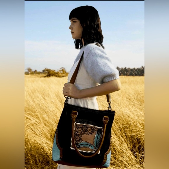 Myra Bag Handbags - Ladies Myra Hair of Hide/Leather Shoulder Bag/Crossbody